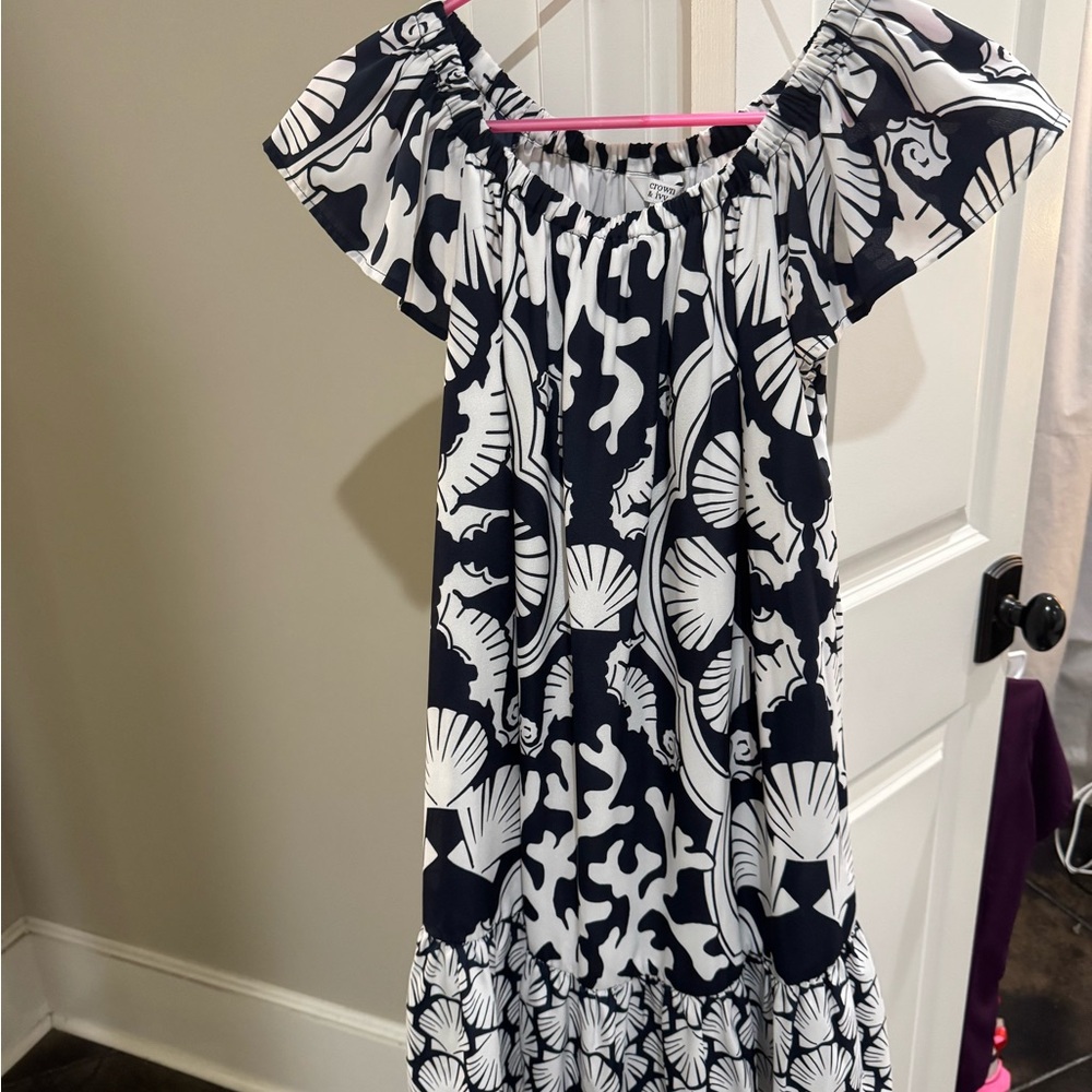 Crown and Ivy women’s nautical off the shoulder dress size small EUC